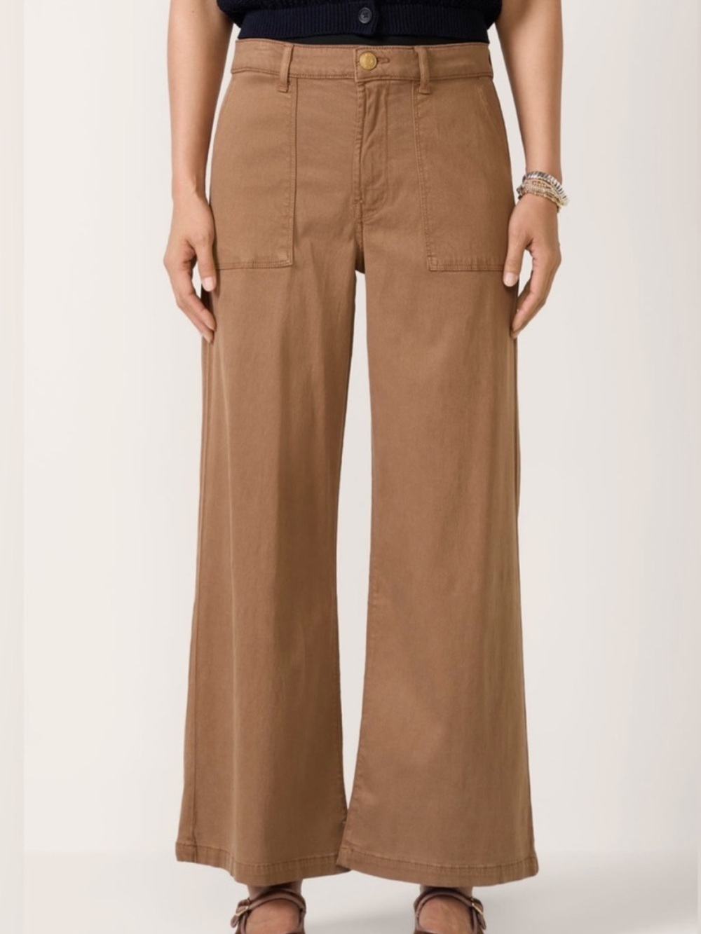 Kut from the Kloth Meg Wide-Leg Porkchop Pocket Pants Size 12 Chi Brown